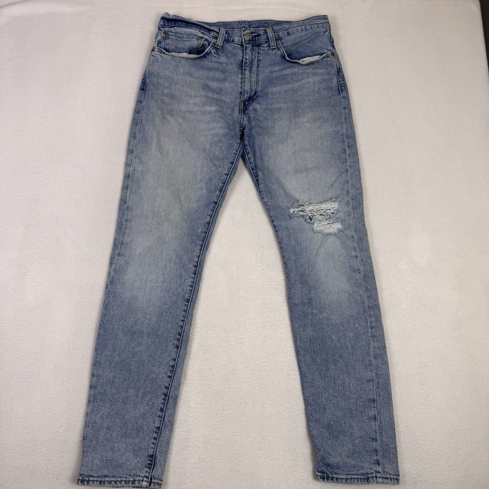 Levis Premium 512 Slim Taper Mens 32x31 Light Wash Distressed Denim Jeans